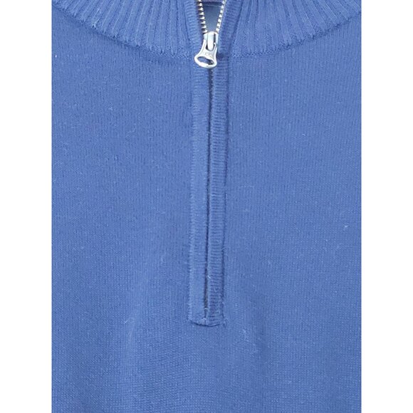 J.Crew Slim Fit Cotton Half-Zip Sweater Dark Blue Ribbed Collar - Picture 5 of 14